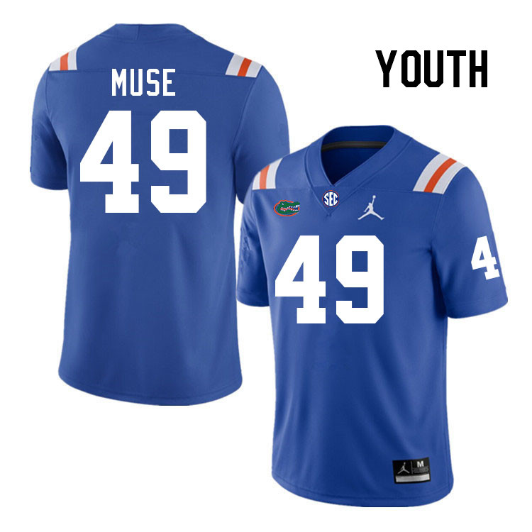 Youth #49 Jack Muse Florida Gators College Football Jerseys Stitched-Throwback